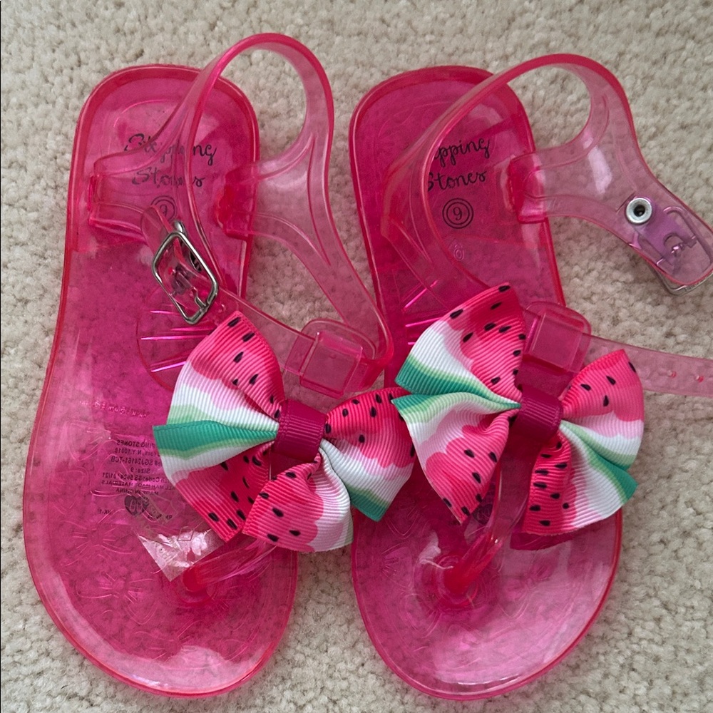 Toddler girls size 9 watermelon jelly sandals buckle strap